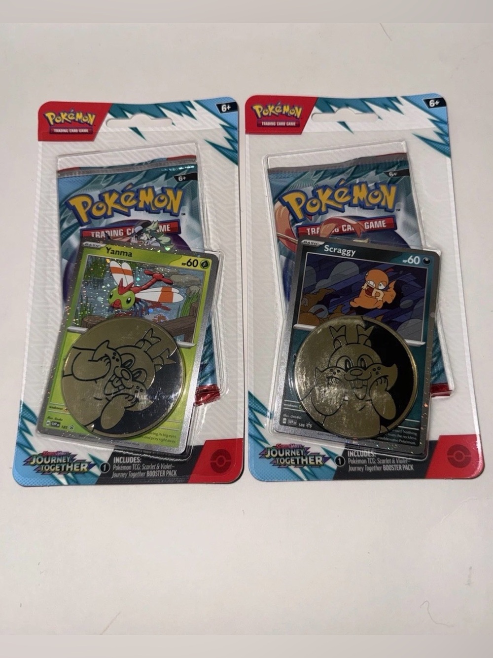 Pokemon TCG Set of 2 JOURNEY TOGETHER Single Pack Blister (Yanma/Scraggy)